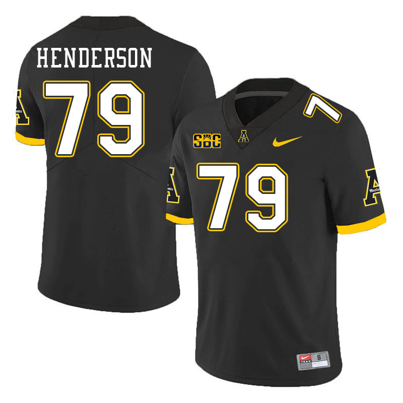 Men #79 Sammy Henderson Appalachian State Mountaineers College Football Jerseys Stitched Sale-Black